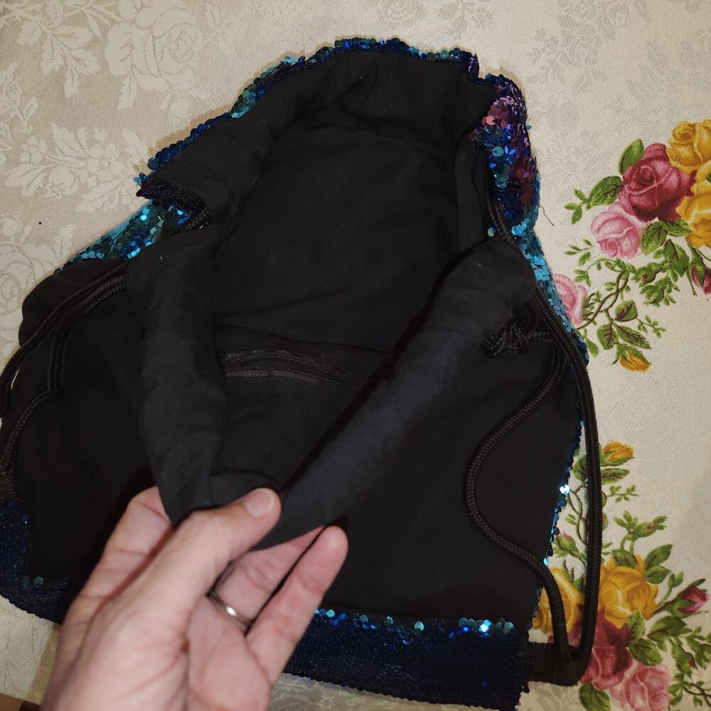 Mermaid Reversible Flip Sequin Drawstring Backpac… - image 4